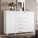 Ver imagem 2 de Cômoda Sapateira para Quarto 160cm 2 Portas 7 Gavetas Fontaine A02 Branco Fosco - Mpozenato