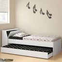 Ver imagem 1 de Cama Solteiro Bicama Cabeceira Bau 220x88 Bb28 Branco Dtall Branco