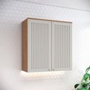 Ver imagem 1 de Armário Aéreo 2 Portas Ripado 80 Cm Ambiente Requinte Nature Areia Hp – Henn