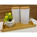 Ver imagem 3 de Kit 2 Latas Porta Mantimento Tampa Bambu Açúcar e Café Cor:branca