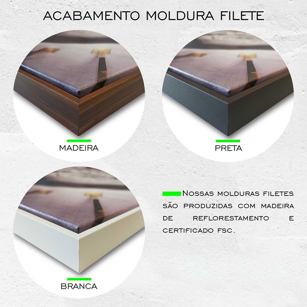 Quadros Decorativos Parede Tela Canvas Folhas Dourado Luxo:Branca - 3