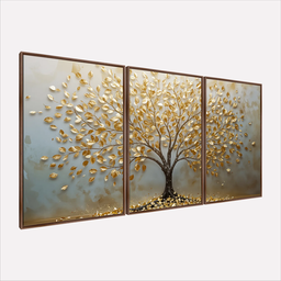 Quadro Abstrato Árvore da Vida Essência Dourada Prosperidade - 2