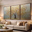 Ver imagem 1 de Quadro Abstrato Árvore da Vida Essência Dourada Prosperidade