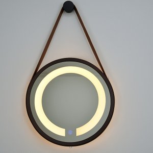 Espelho Redondo Iluminado 60cm com Alça Touch 2 Leds Adnet Reduna