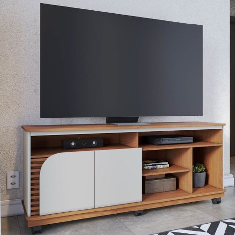 Rack para Sala Bancada de Tv 65 Pol 150cm Madrid C05 Freijó/off White Matte - Mpozenato