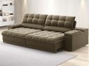 Ver imagem 1 de Sofá com Porta Copos e Carregador Usb Ret Rec Luke 2,10m Veludocristal Castor - Netsofas