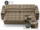 Ver imagem 7 de Sofá com Porta Copos e Carregador Usb Ret Rec Luke 2,10m Veludocristal Castor - Netsofas