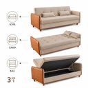 Ver imagem 5 de Sofa Cama com Bau 3 em 1 D26 205x92 Ipanema Bege Luxury