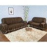 Kit Capa de Sofa 2 e 3 Lugares Marrom Dalila Suede Tecido Exclusivo - 2