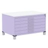 Mapoteca 5 Gavetas Pandin 120 Cm (larg) Inmetro Tampo Mdp Branco Estrutura e Gavetas em Aço Lilás - 1