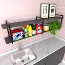 Ver imagem 2 de Prateleira Industrial Lavanderia Preto Area de Serviço Nicho Moderno Suspenso Madeira