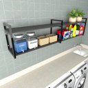 Ver imagem 1 de Prateleira Industrial Lavanderia Preto Area de Serviço Nicho Moderno Suspenso Madeira