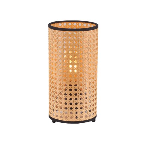 Luminária de Mesa Abajur Fibra Vime Sintético Artesanal Quarto Cabeceira Sala