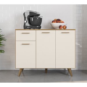 Balcão de Cozinha com Tampo 3 Portas 1 Gaveta Olinda Freijó e Off White