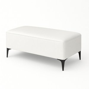 Banqueta Vegas Puff para Sala Quarto Closet Courino Branco