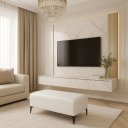 Ver imagem 2 de Banqueta Vegas Puff para Sala Quarto Closet Courino Branco