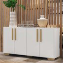 Ver imagem 3 de Aparador Buffet 4 Portas com Pés Quadrados Viena Multimóveis V3607 Branco/Natural