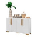 Ver imagem 1 de Aparador Buffet 4 Portas com Pés Quadrados Viena Multimóveis V3607 Branco/Natural