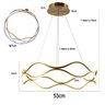 Lustre Luminaria Pendente Ondas Infinito 3 em 1 Dourado Led 52W Arco Aneis Sala Quarto Recepçao Come - 13