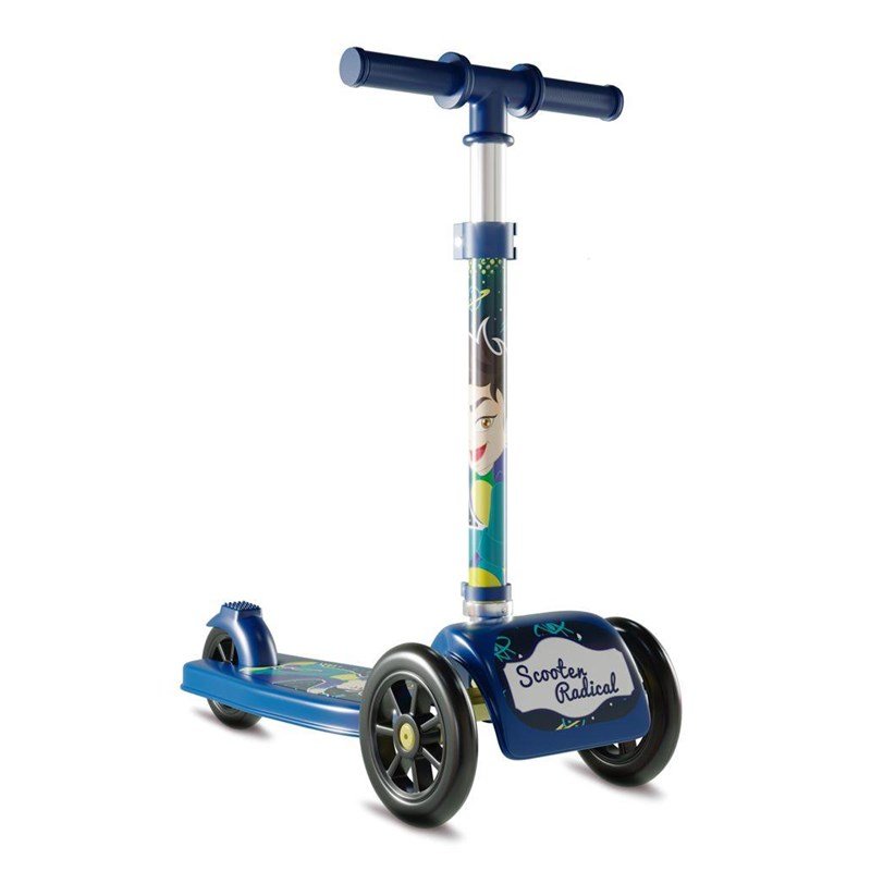 Patinete Infantil Scooter Pratic Kyn Azul com 3 Rodas e Regulagem para Guidão