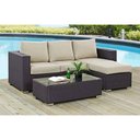 Ver imagem 2 de Sofá de Área Externa em Alumínio e Fibra Sintética com Puff + Mesa de Centro com Vidro