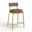 Ver imagem 4 de Banqueta Cozinha Média com Encosto Kit 3 Industrial Dourado Londres New Couro Flex D03 - D'Rossi