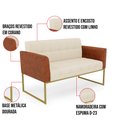 Ver imagem 6 de Sofá Namoradeira 2 Lugares Base Industrial Dourado Elisa Nozes/linho Bege A19 D03 - D'Rossi