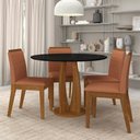 Ver imagem 1 de Conjunto Mesa Redonda Scala 4 Cadeiras Estofadas Frei/pto/terraco -m.a Freijó/preto/terracota