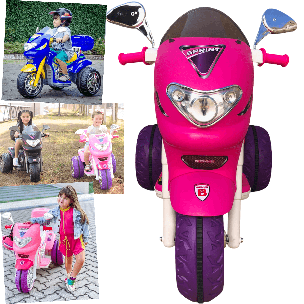 Moto Eletrica Infantil Biemme Sprint Turbo Power 12v Pink - 4