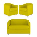 Ver imagem 2 de Kit 2 Poltronas Decorativas Tilla + Namoradeira Sala de Estar Cor:amarelo