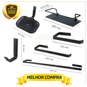 Ver imagem 3 de Kit Acessórios para Banheiro Quadrado Aço Inox 5 Peças + 2 Porta Shampoo Vidro Retangular Fumê 1994