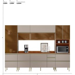 Cozinha Completa 310cm X 218,5cm Aéreo Rft Pnl e Crt 6 Peças Proença - 3