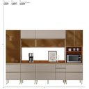 Ver imagem 3 de Cozinha Completa Modulada 310cm x 218,5cm Aéreo Rft Pnl e Crt 6 Peças Proença Bege/Nogueira/Nude Prime