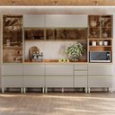 Ver imagem 1 de Cozinha Completa Modulada 310cm x 218,5cm Aéreo Rft Pnl e Crt 6 Peças Proença Bege/Nogueira/Nude Prime