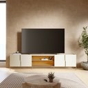 Ver imagem 1 de Rack TV Bancada 243cm 4 Portas Pé Metálicos com LED Jasmine C04 - D'Rossi