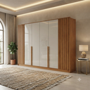 Ver imagem 1 de Roupeiro Bianchi Safira 6 Portas Naturale Off White 100% MDF - Biachi Móveis