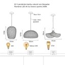 Ver imagem 4 de Kit 3 Pendentes Bambu Natural Composição C LED Luz Quente