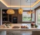 Ver imagem 1 de Kit 3 Pendentes Bambu Natural Composição C LED Luz Quente