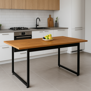 Mesa de Jantar 120x80 Estilo Industrial para Cozinha e Sala de Estar Estrutura Pés de Ferro:nature