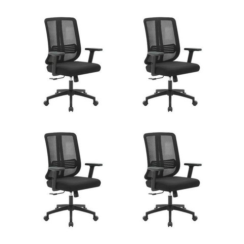 Kit com 4 Cadeiras Office Diretor Ajustavel e Ergonomica com Nr 17 Montana