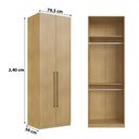 Ver imagem 3 de Guarda Roupa Modulado 80 Cm 2 Portas C/ 2 Cabideiros 100%mdf Cor:savana