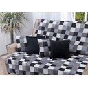 Ver imagem 1 de Kit Manta de Sofá 1,35 X 1,50 + 4 Capas de Almofada Jacquard e Suede:tabuleiro Preto com Preto