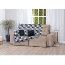Ver imagem 2 de Kit Manta de Sofá 1,35 X 1,50 + 4 Capas de Almofada Jacquard e Suede:tabuleiro Preto com Preto