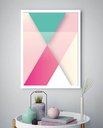 Ver imagem 1 de Quadro Decorativo Abstrato Geométrico Rosado - 70x50cm:moldura Preta