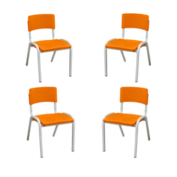 Kit 4 Cadeira Iso Infantil Laranja Escolar e Creche - 1