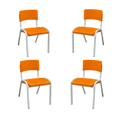 Kit 4 Cadeira Iso Infantil Laranja Escolar e Creche