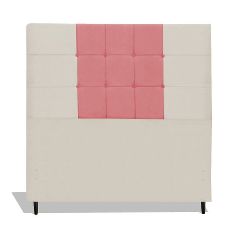 Cabeceira Estofada Box Solteiro Encosto para Cama Maveric 94x126 Composê Bege/ Rosa