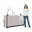 Ver imagem 4 de Buffet Teresina Off White/ Nogueira Real/ Preto Fosco 160 cm - Bela Móveis