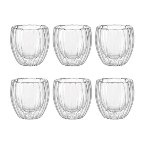 Jogo de Copos Linea de Parede Dupla de Vidro de Café 90ml 6 Peças - Lehaví