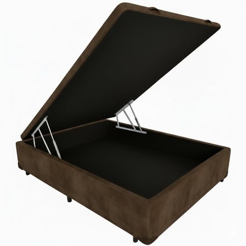 Box Baú Casal Blindado na Chapa de Madeira - Diversas Cores (188x138x42): Suede Marrom